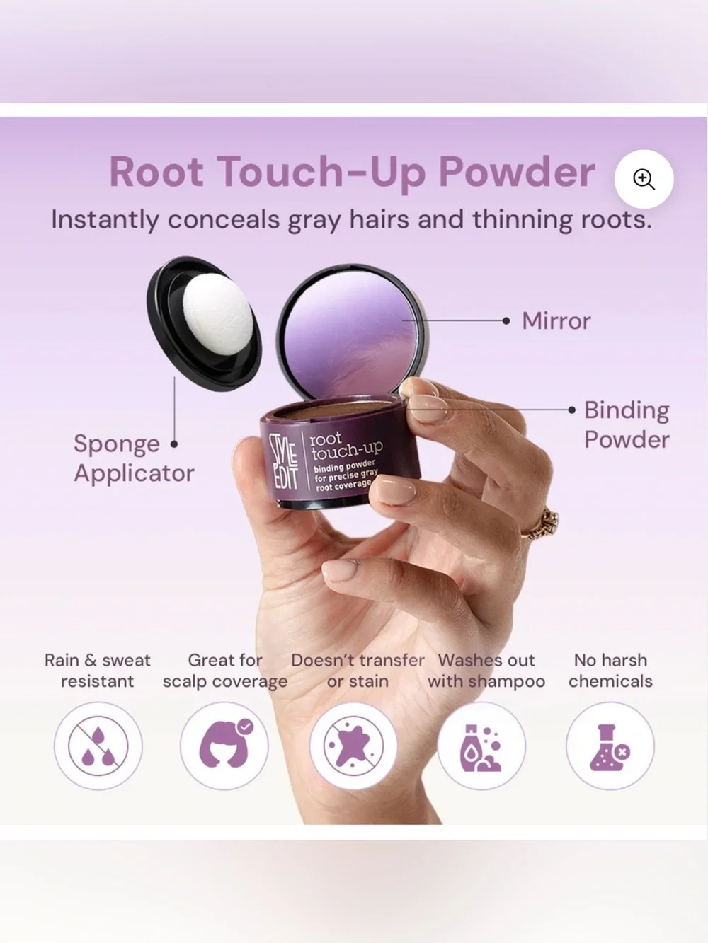 Style Edit Root Touch-Up, binding powder MEDIUM BROWN, full Sz 0.13oz, BNIB, New